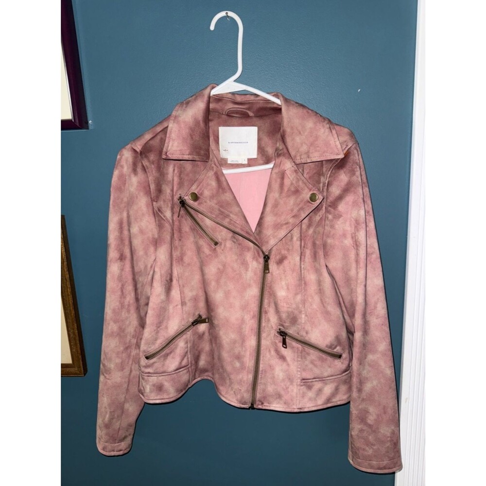 Anthropologie Dusty Rose Faux Suede Moto Jacket